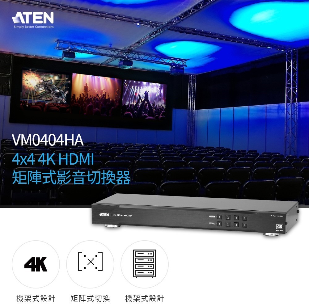(直送品)ATEN マトリックスビデオ切替器 HDMI   4入力   4出力   ビデオウォール VM5404H - 1