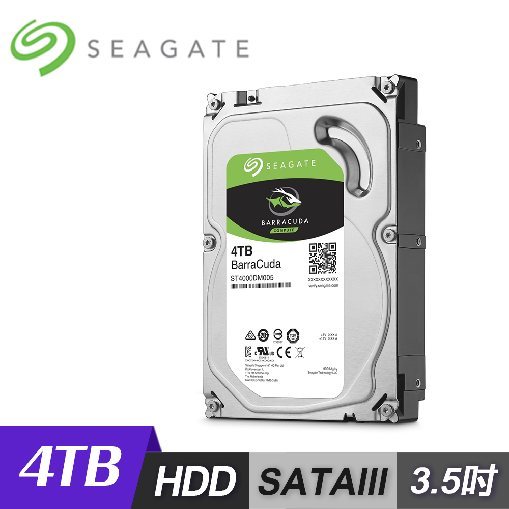 Seagate 希捷】BarraCuda 4TB 3.5吋桌上型硬碟[ST4000DM004] - PChome