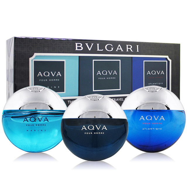 BVLGARI 寶格麗水能量男性隨行香水禮盒(15mlX3)[活力海洋+水能量+勁藍