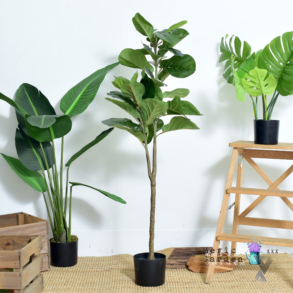 Meric Garden 北歐ins風落地琴葉榕人造盆栽 高仿真綠植大型景觀擺設盆栽 Pchome 24h購物