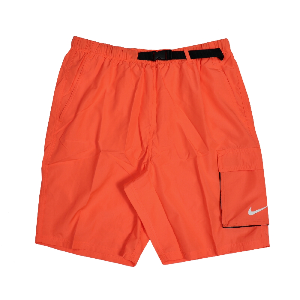 Nike 短褲 Volley Swim Short 海灘褲 男 Belted Packable可收納 快乾 橘白 NESSB521821 NESSB521-821