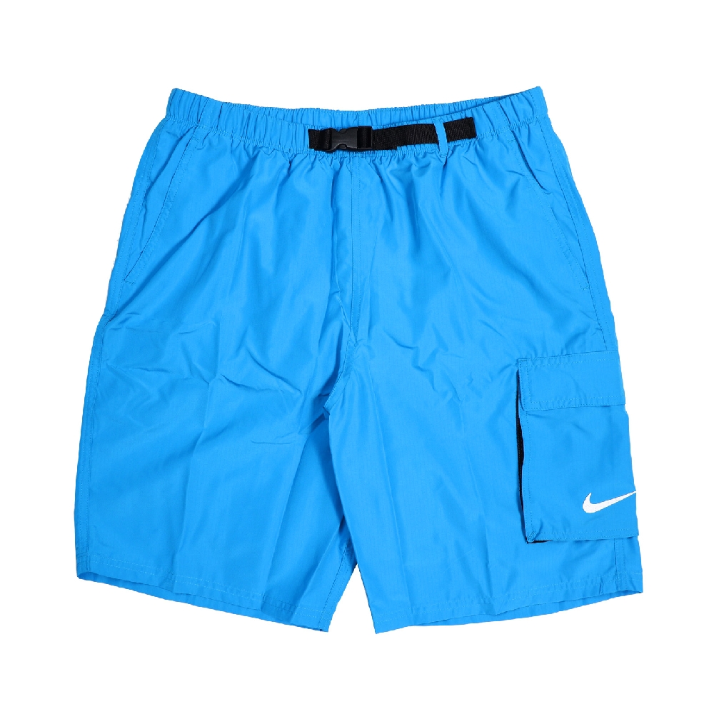 Nike 短褲 Volley Swim Short 海灘褲 男 Belted Packable可收納 快乾 藍白 NESSB521406 NESSB521-406