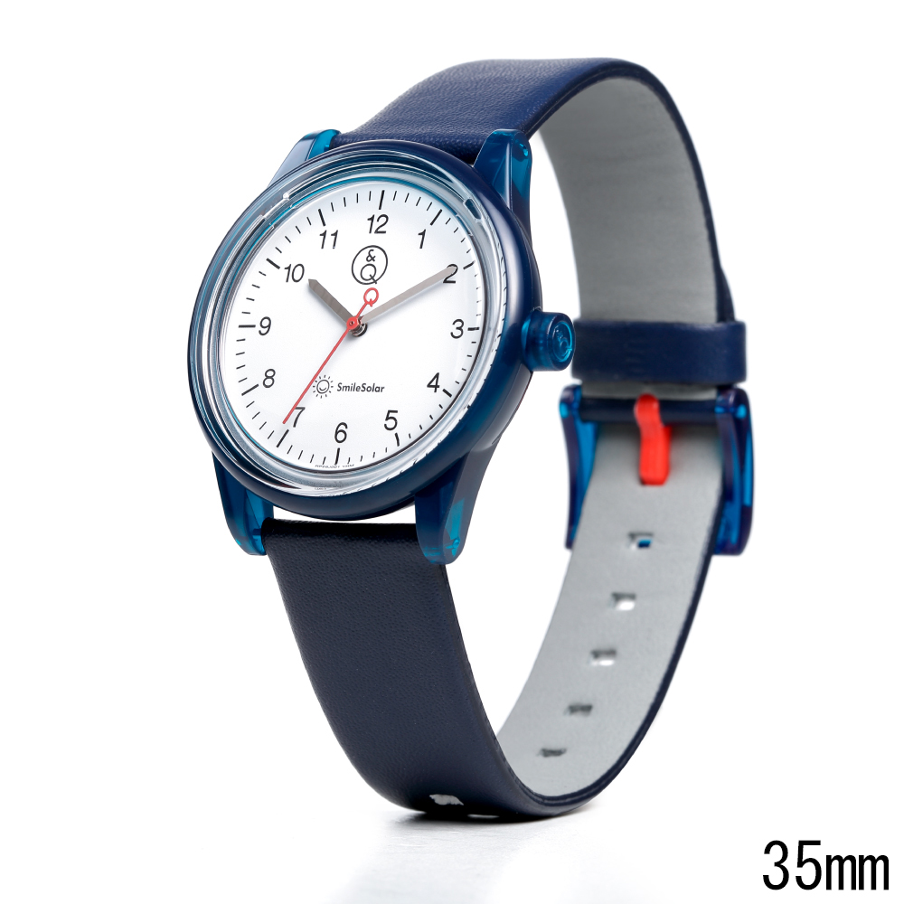 Q Q Smilesolar 喀什米爾系列太陽能手錶 海軍藍 35mm Pchome 24h購物