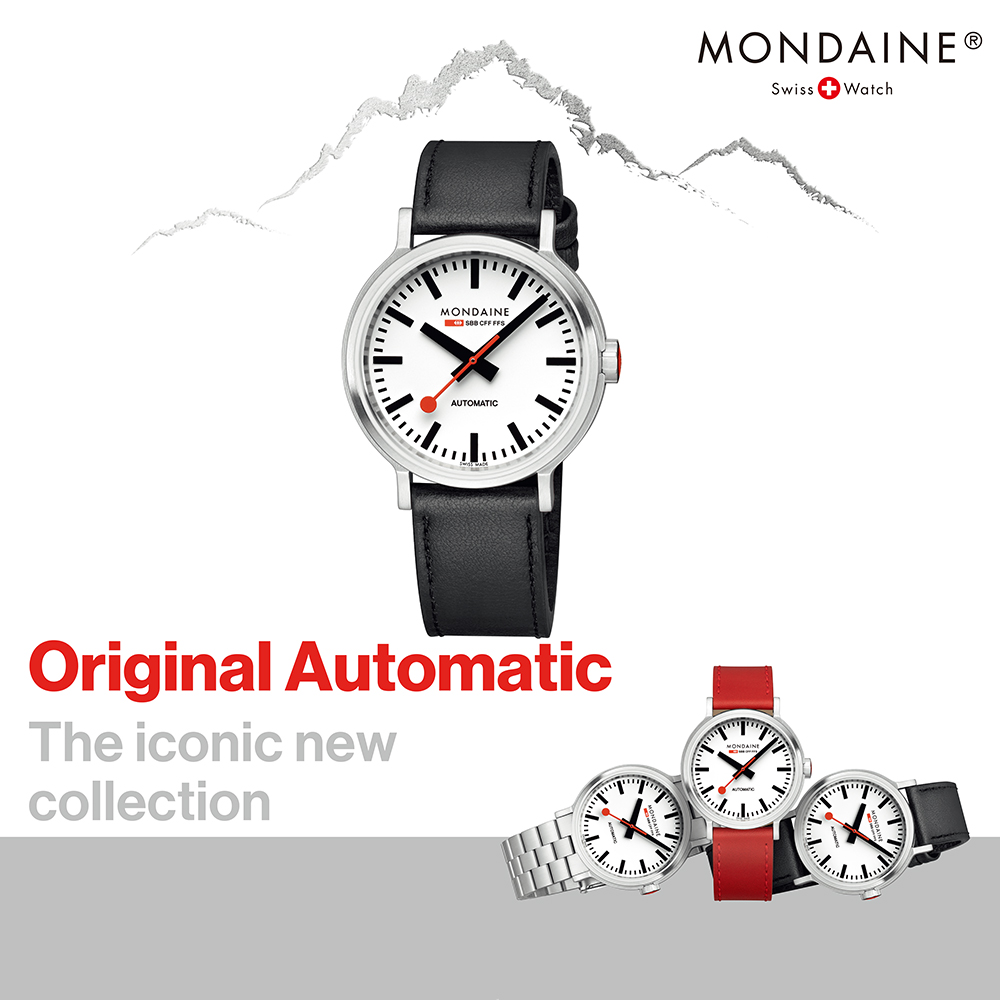 MONDAINE 瑞士國鐵Original Automatic 自動機械錶- 41mm 黑皮錶帶4161BLB - PChome 24h購物