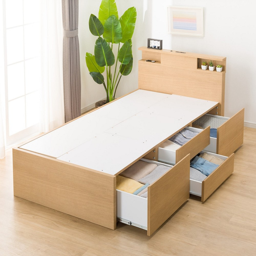 NITORI 宜得利家居單人床座床架N-ZIO-C BOX MBR 附充電孔附小夜燈