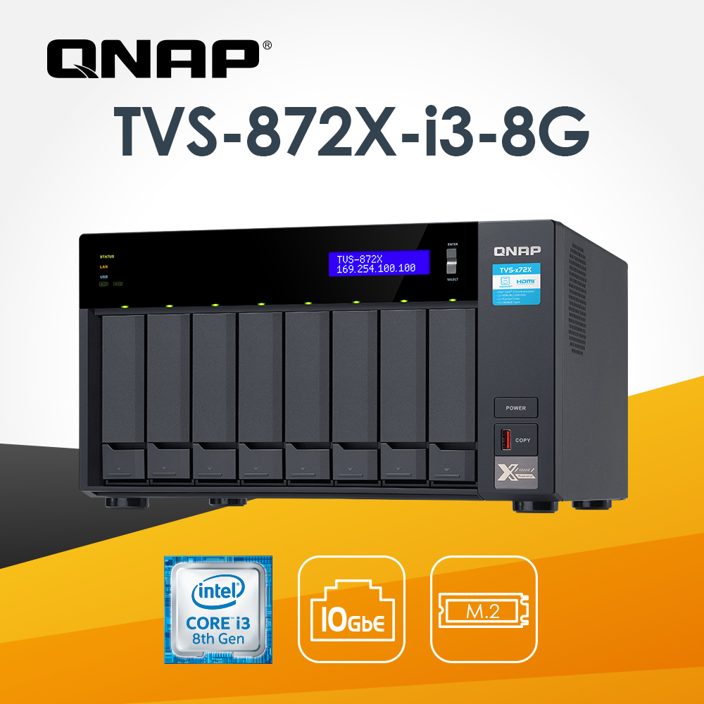 QNAP TVS-872X-i3-8G 8-Bay NAS