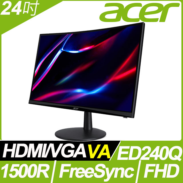 acer ED240Q VA曲面廣視角螢幕 (24型/FHD/1920x1080/HDMI/喇叭)