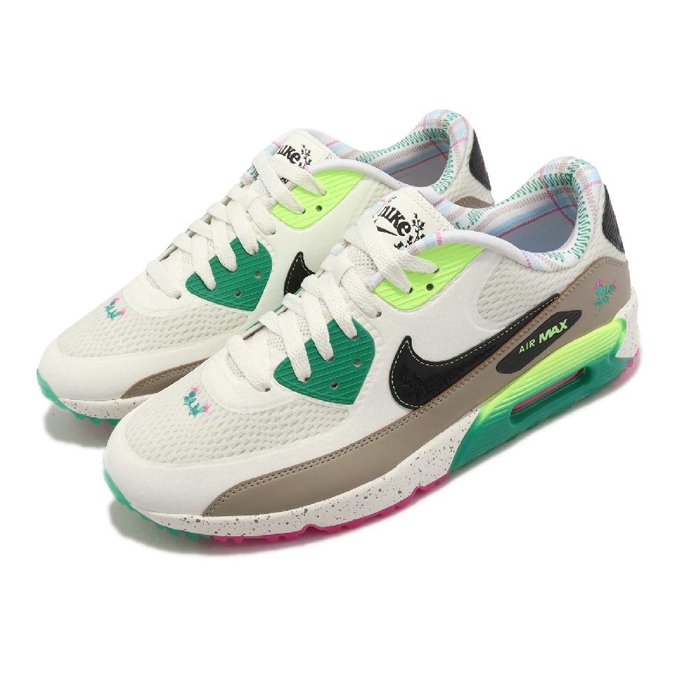 Nike 高爾夫球鞋Air Max 90 Golf NRG 男女鞋白綠桃紅花氣墊緩震運動鞋