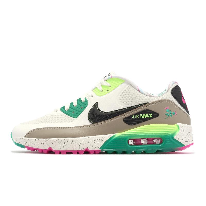 Nike 高爾夫球鞋Air Max 90 Golf NRG 男女鞋白綠桃紅花氣墊緩震運動鞋