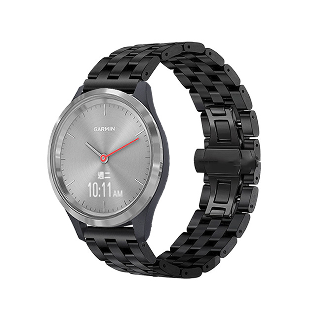 Garmin vivomove 3S/vivoactive 4s 18mm不鏽鋼五珠鍊式錶帶 黑