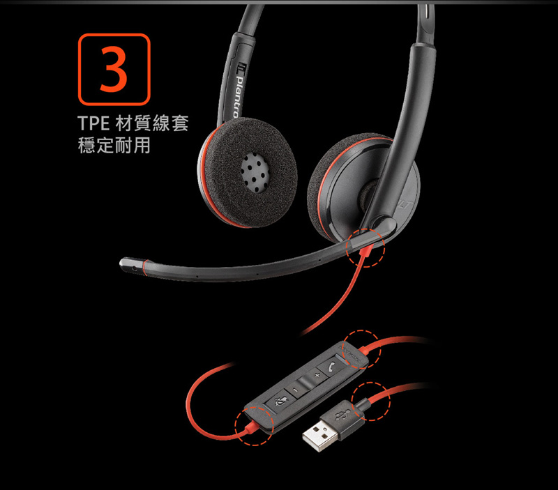 繽特力Plantronics Blackwire C3220 雙耳 