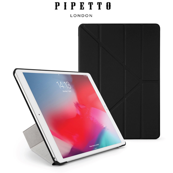 Pipetto Origami TPU 2019 iPad 7 (10.2 吋) 多角度支架保護殼, 黑