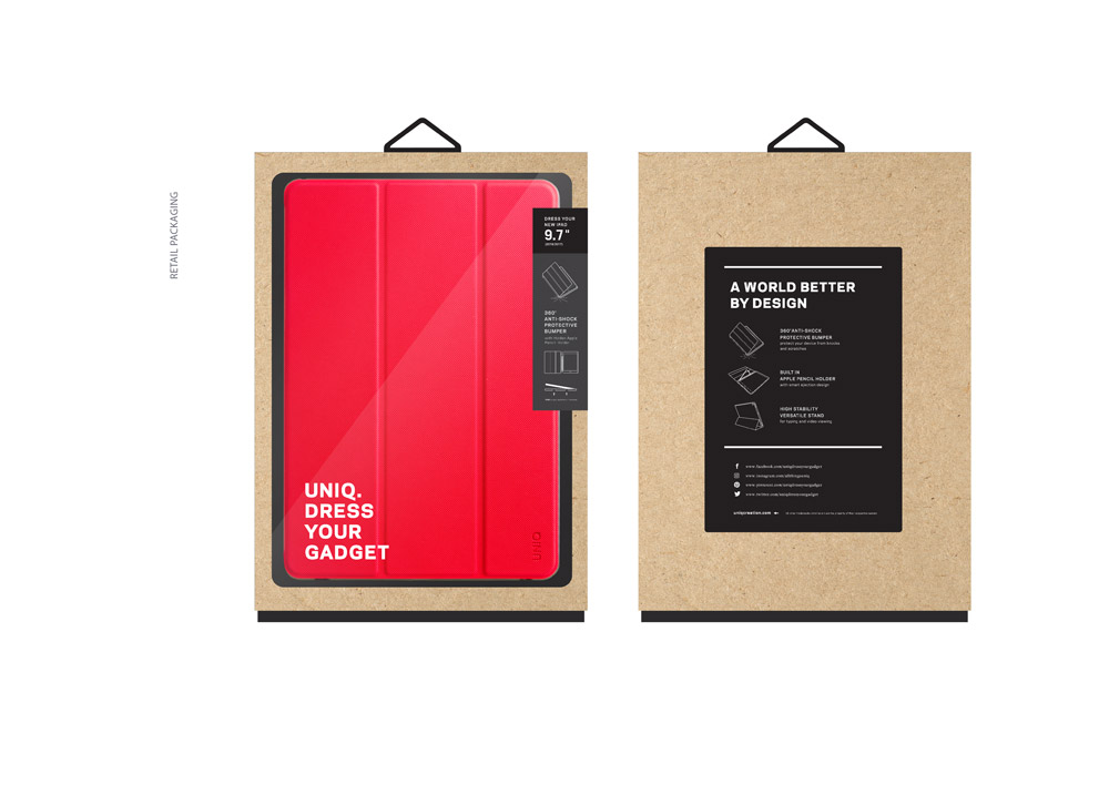 UNIQ Rigor 2018 iPad 6 (9.7 吋) 支架保護套, 紅